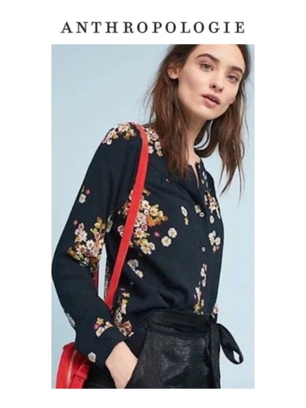 Anthropologie Maeve Button Front Floral Blouse